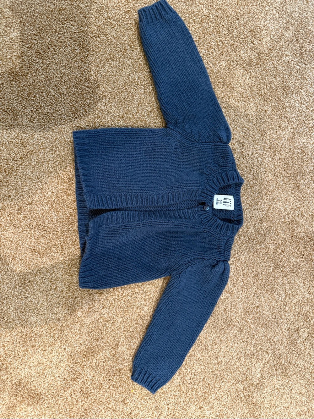 GAP Navy Blue Ribbed Button-Front Cardigan 6-12 Months